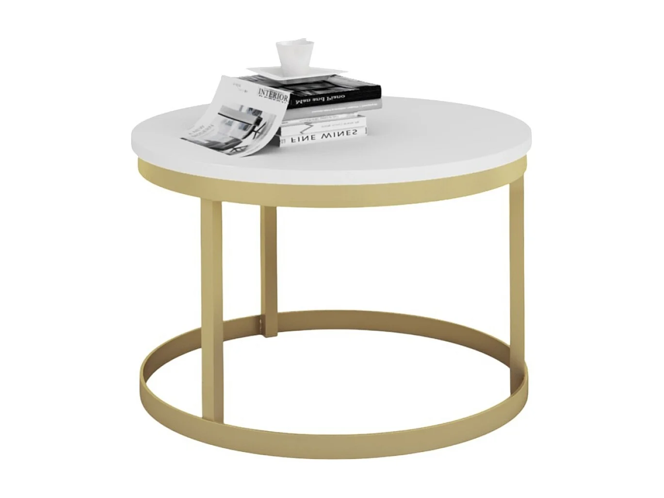 Tavolino da caffè Rini Premium/Metallo/Compensato/bianco