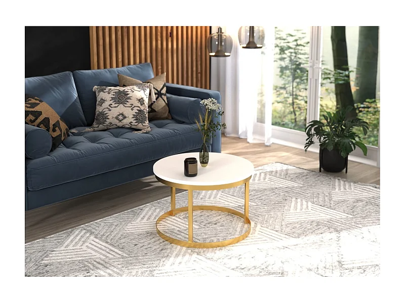 Tavolino da caffè Rini Premium/Metallo/Compensato/bianco