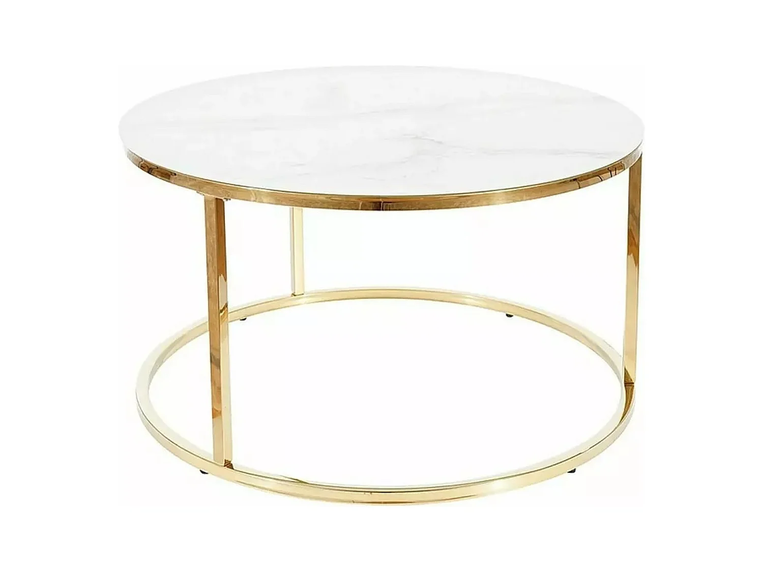 Tavolino da caffè Sabine/Vetro temperato/Metallo/bianco