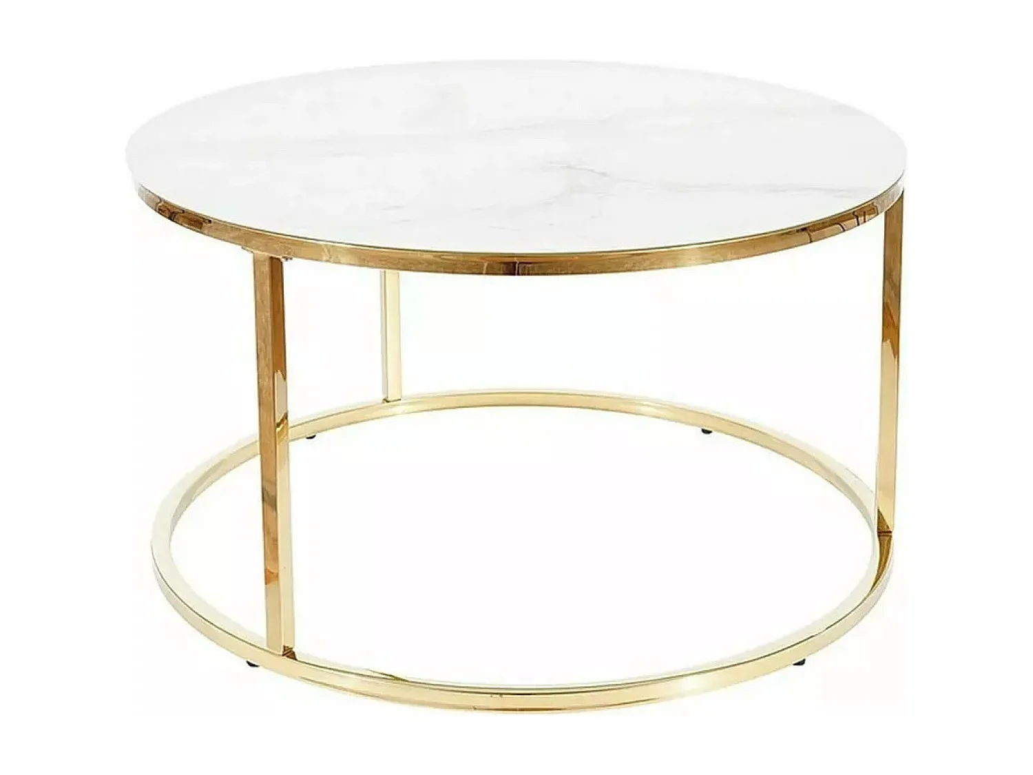 Couchtisch Sabine/Gehärtetes Glas/Metall/Weiss