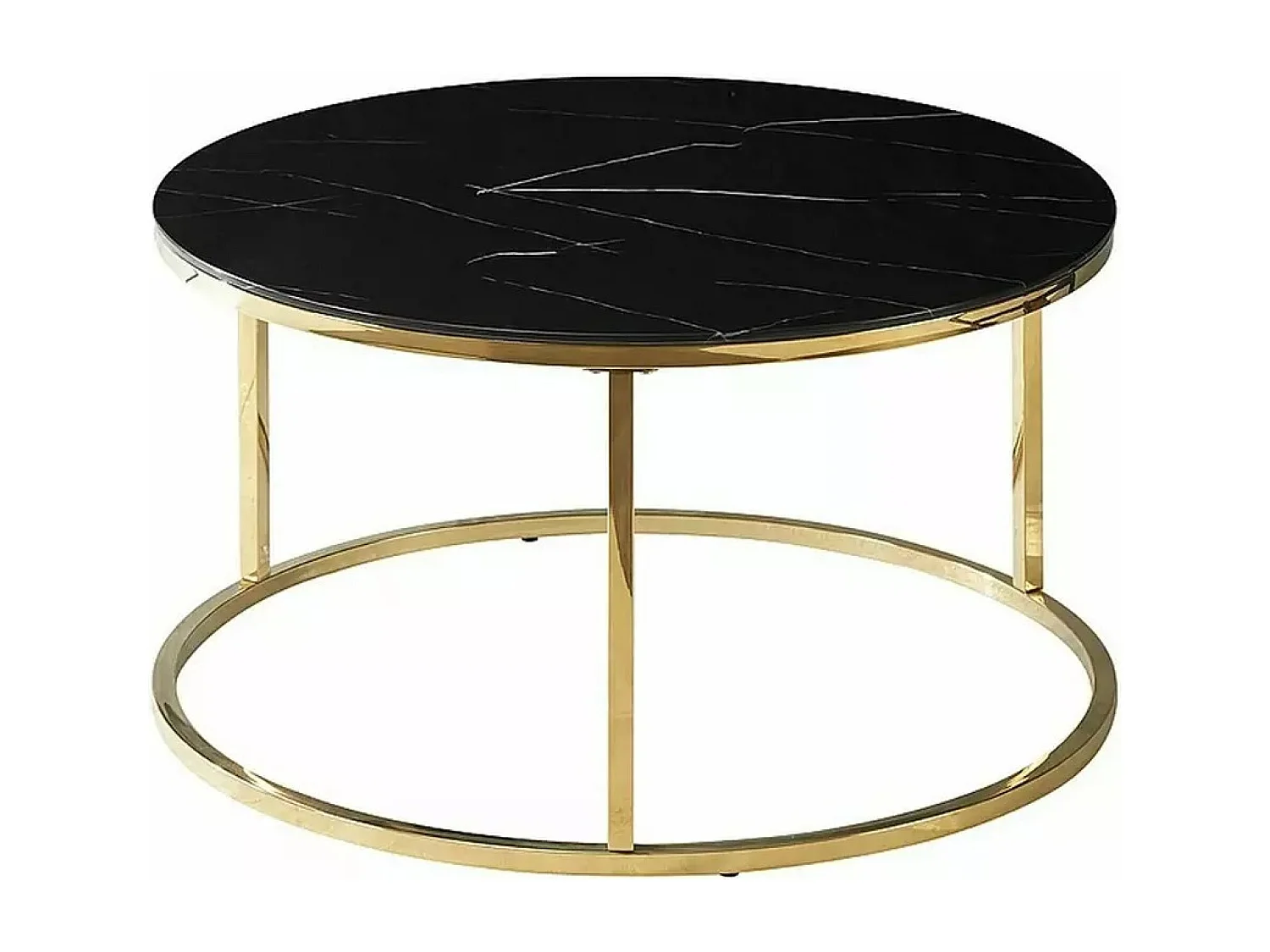 Couchtisch Sabine/Gehärtetes Glas/Metall/Schwarz