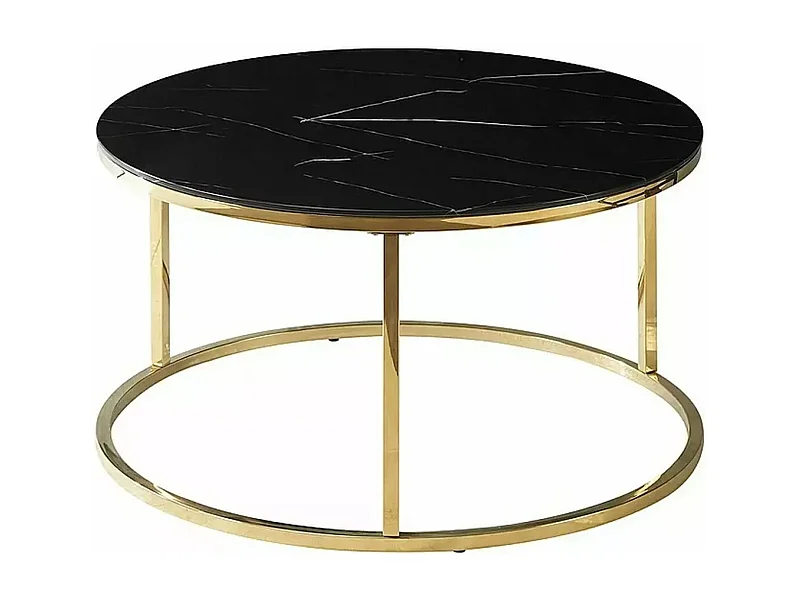 Table basse Sabine/Gehärtetes Glas/Métal/noir