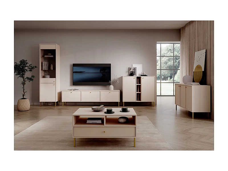 Tavolino da caffè Tuli/Compensato/Metallo/beige