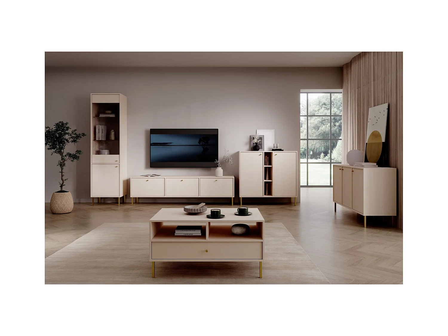 Couchtisch Tuli/Sperrholz/Metall/Beige