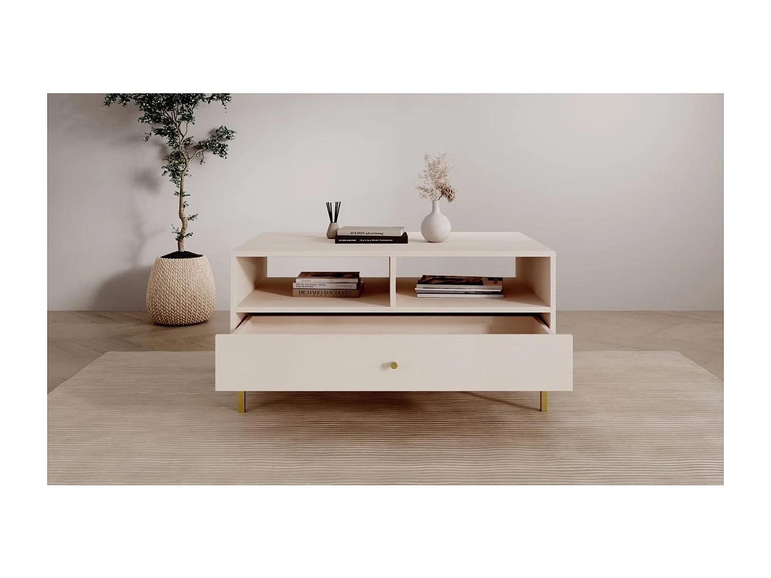 Couchtisch Tuli/Sperrholz/Metall/Beige