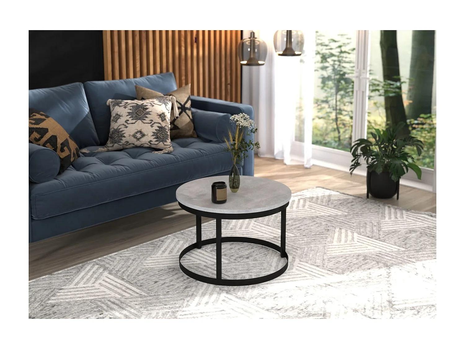 Tavolino da caffè Rini/Metallo/Compensato/grigio