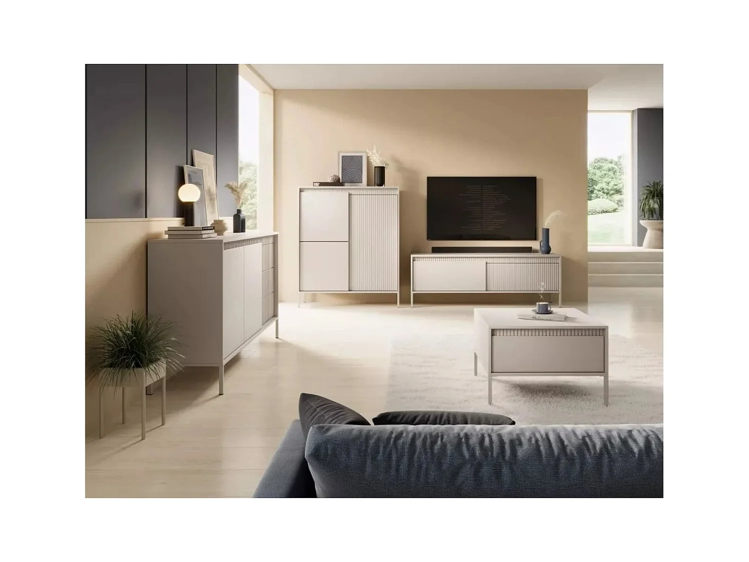 Couchtisch Senso/MDF/Metall/Beige