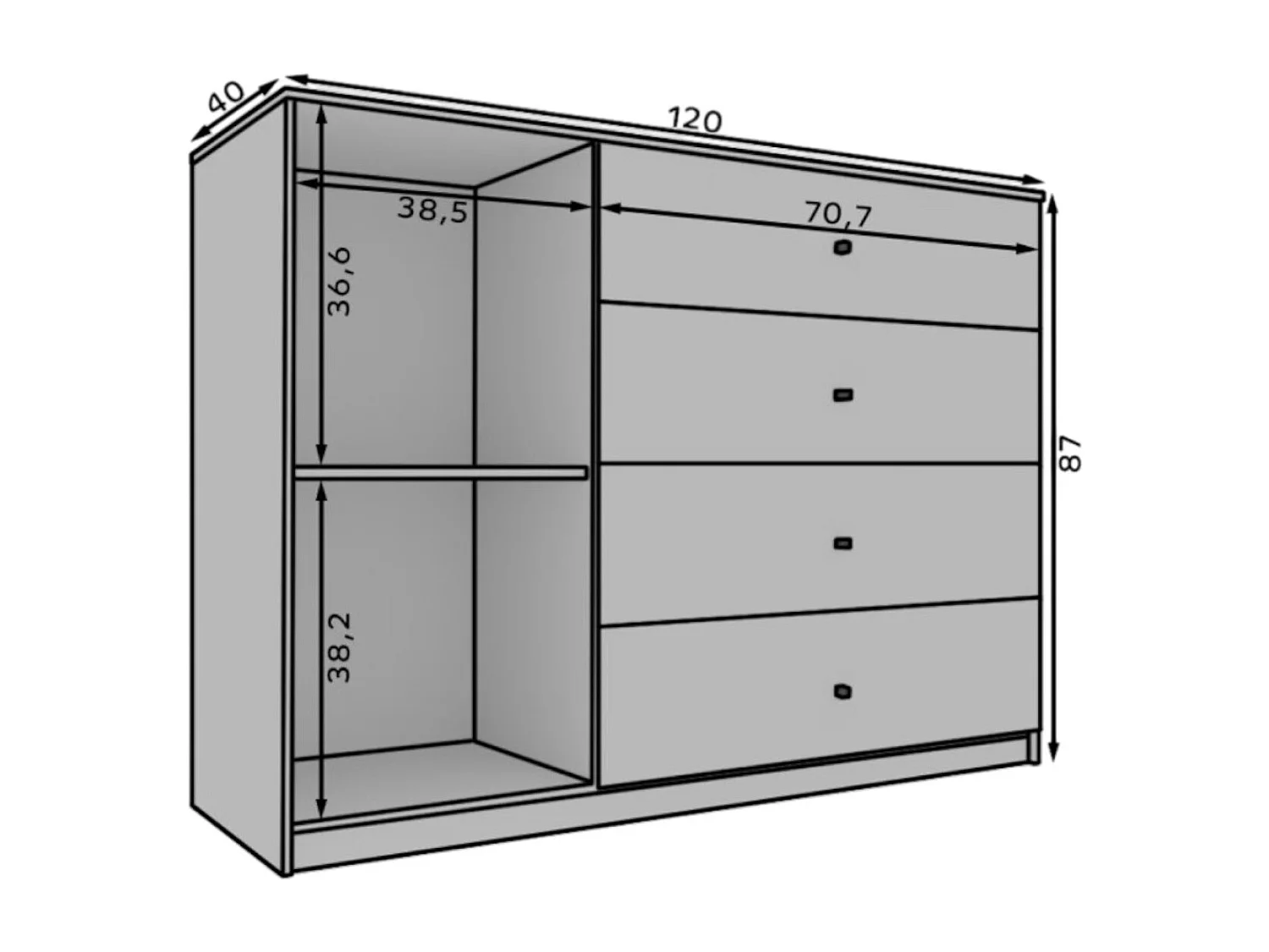 Sideboard Evy Lux/Drehtür /braun