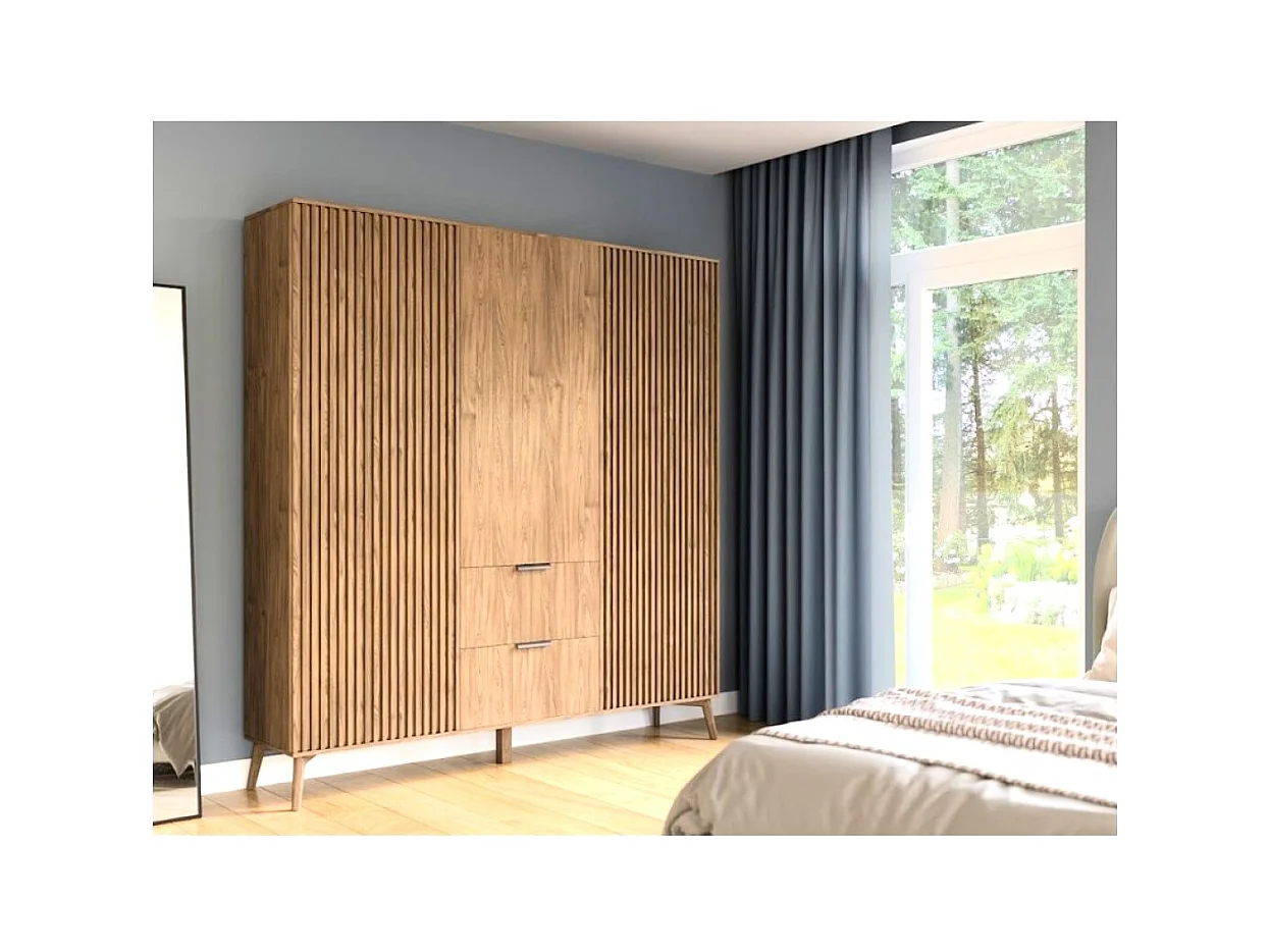 Kleiderschrank Seewen/Drehtüren/Möbelplatte/Braun