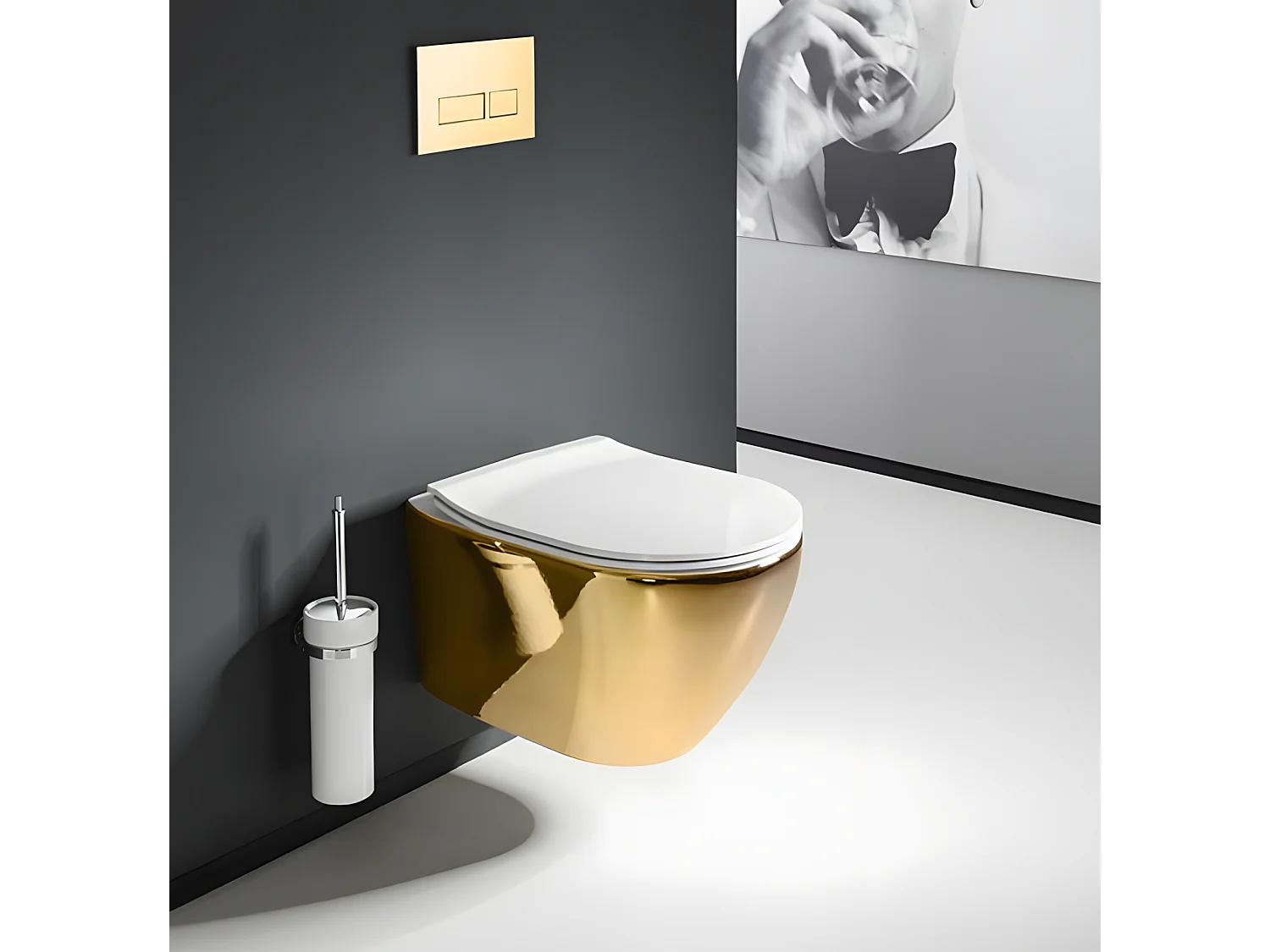 Cuvette Wc Suspendue Rea Carlo Mini Tornado Nfq White Gold