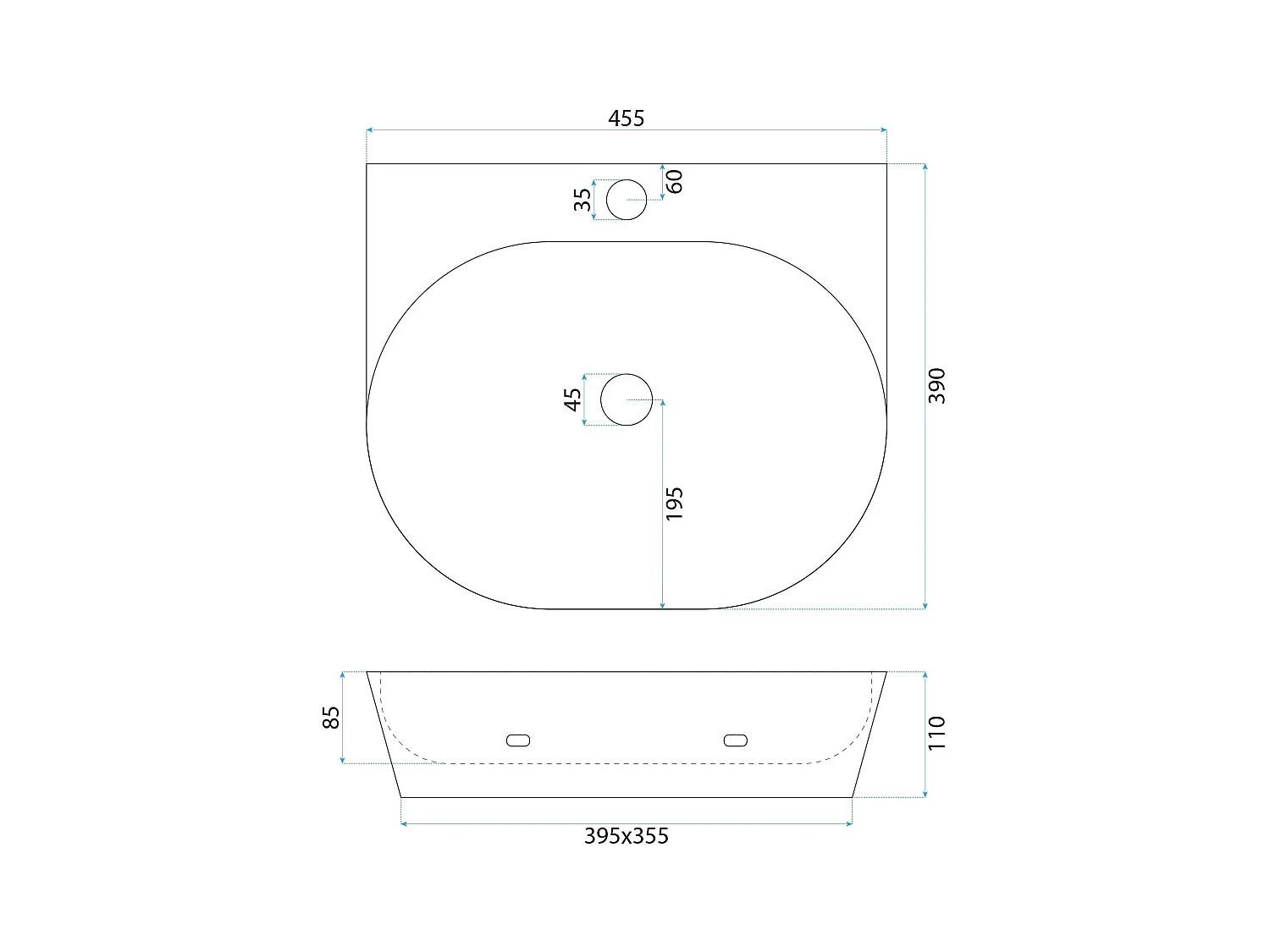 Vasque À Poser Rea Kim 46 White Ovale