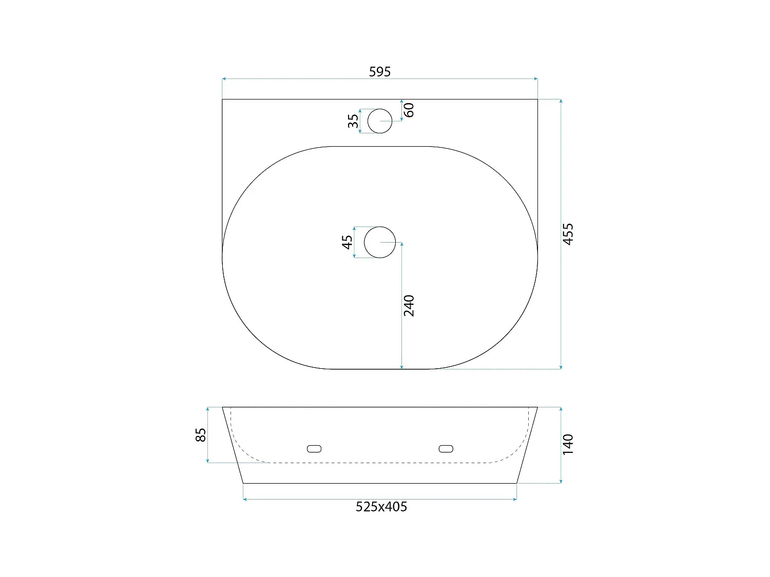 Vasque À Poser Rea Kim 60 White Ovale