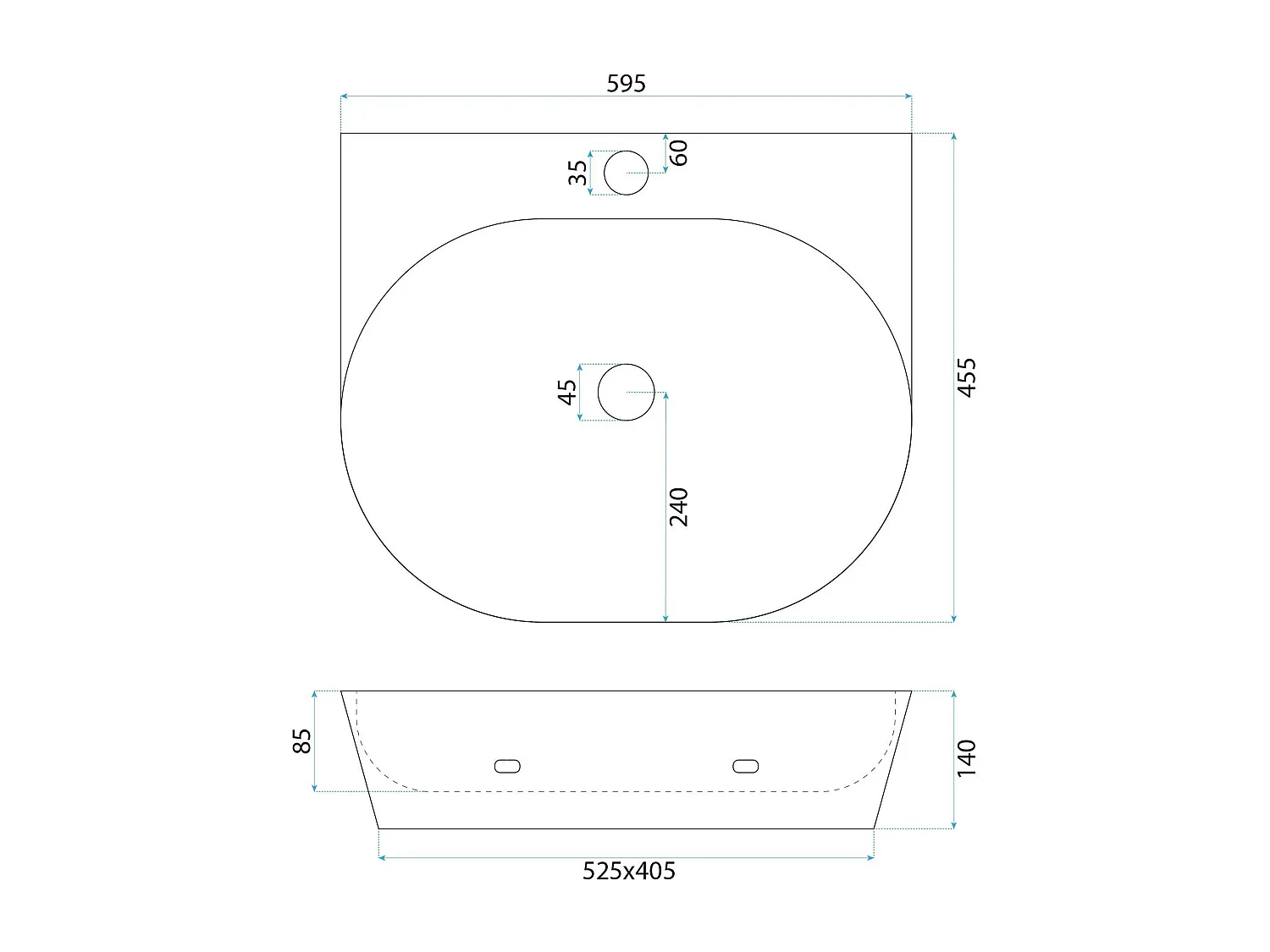 Vasque À Poser Rea Kim 60 White Ovale
