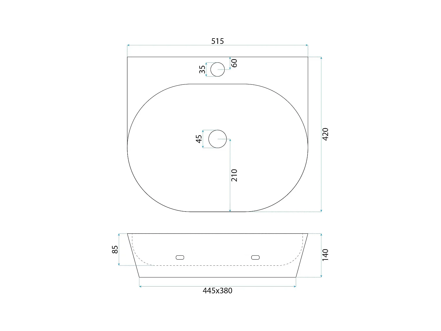 Vasque À Poser Rea Kim 52 White Ovale