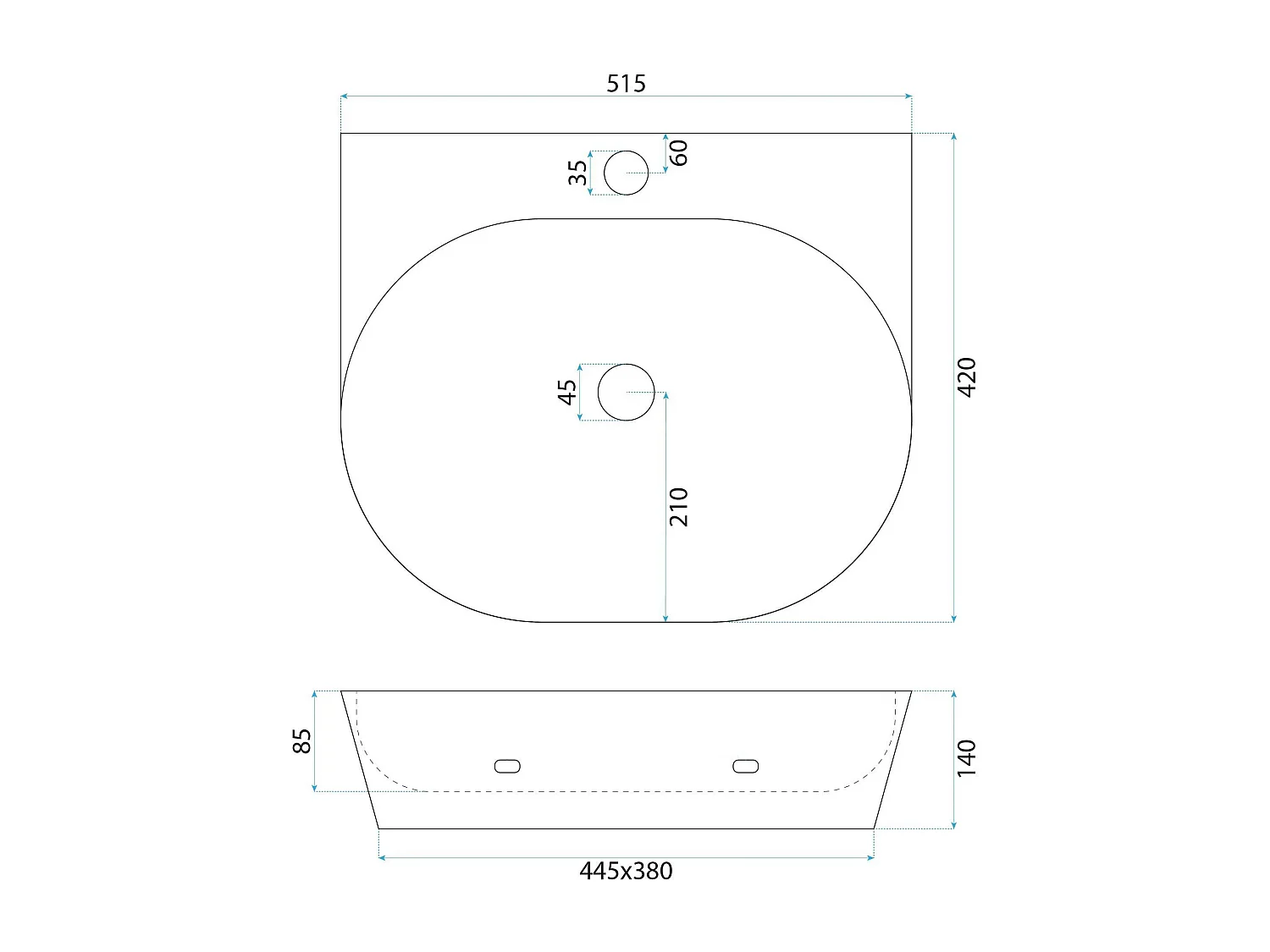 Vasque À Poser Rea Kim 52 White Ovale