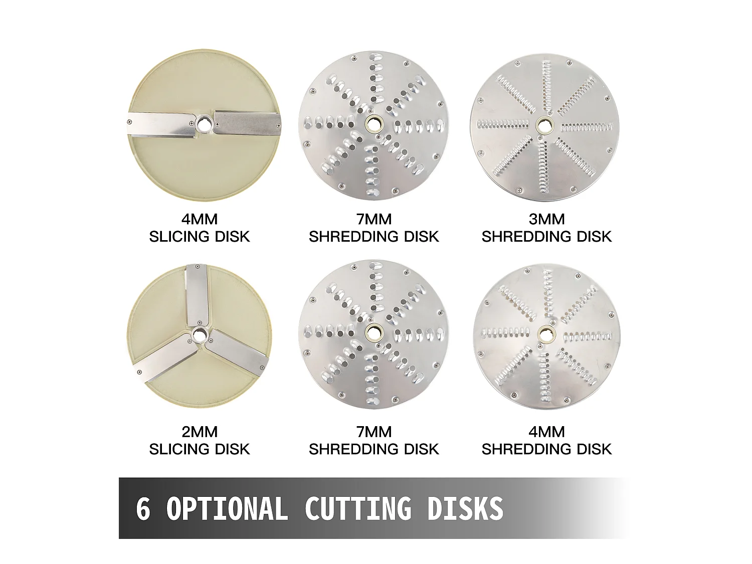 Coupe-Légumes Commercial SucceBuy, Robot Culinaire 550 W avec 6 Disques de Coupe, Acier Inoxydable et Alliage d'Aluminium Moulé