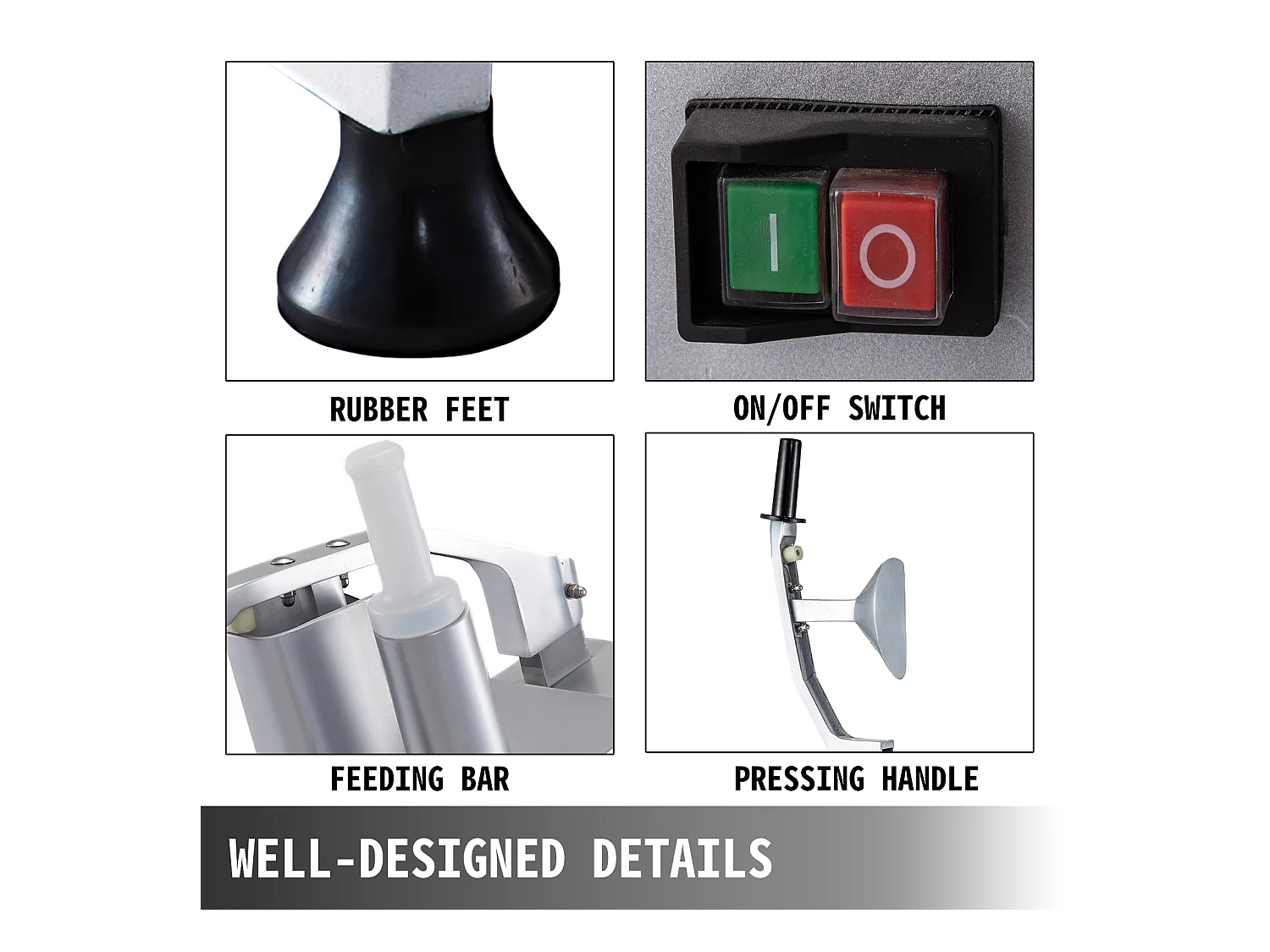 Coupe-Légumes Commercial SucceBuy, Robot Culinaire 550 W avec 6 Disques de Coupe, Acier Inoxydable et Alliage d'Aluminium Moulé
