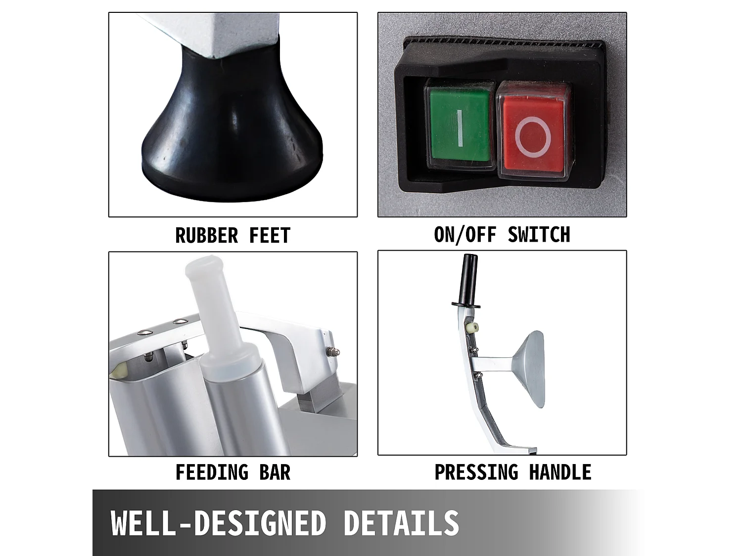 Coupe-Légumes Commercial SucceBuy, Robot Culinaire 550 W avec 6 Disques de Coupe, Acier Inoxydable et Alliage d'Aluminium Moulé