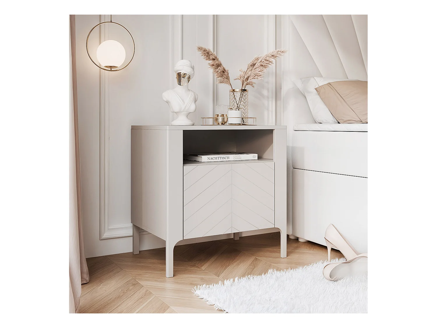 Table de chevet avec 1 porte - Cachemire - LORIEN