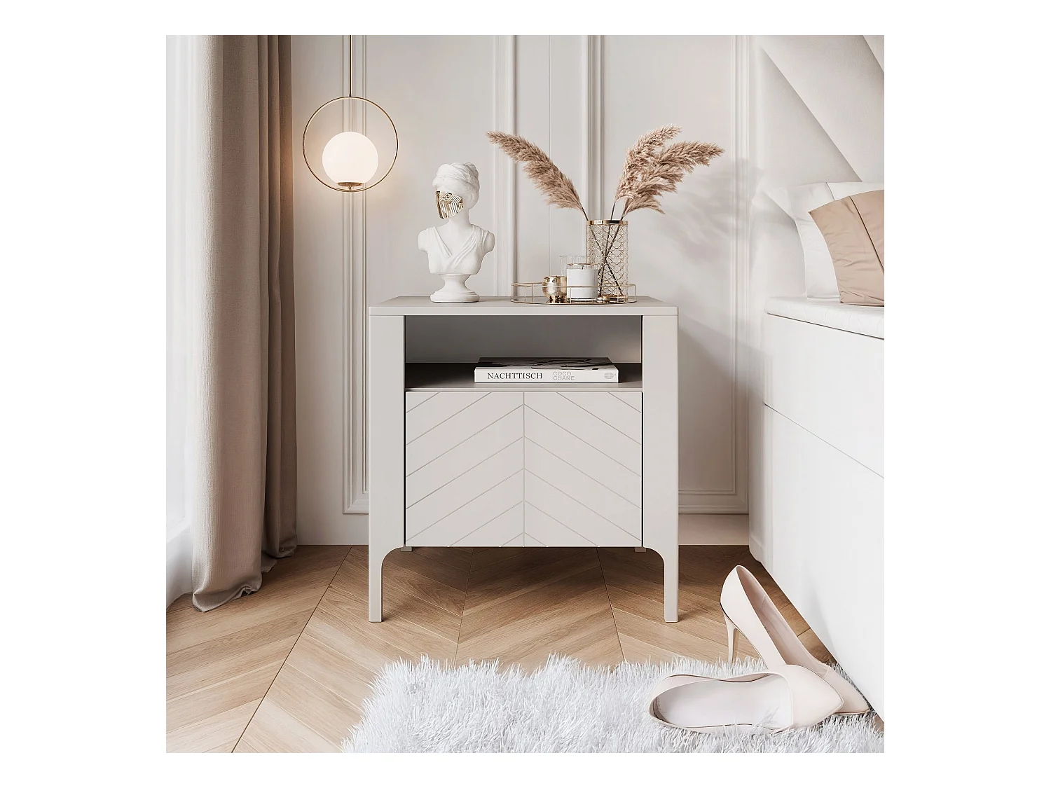 Table de chevet avec 1 porte - Cachemire - LORIEN