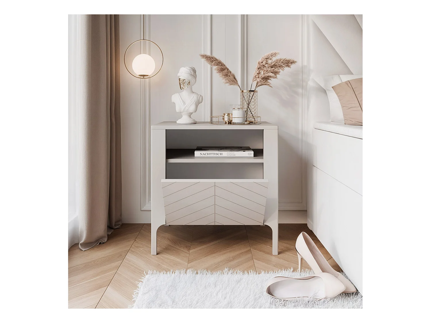 Table de chevet avec 1 porte - Cachemire - LORIEN