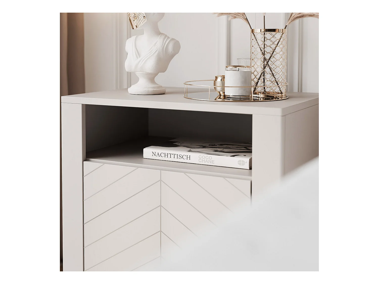 Table de chevet avec 1 porte - Cachemire - LORIEN