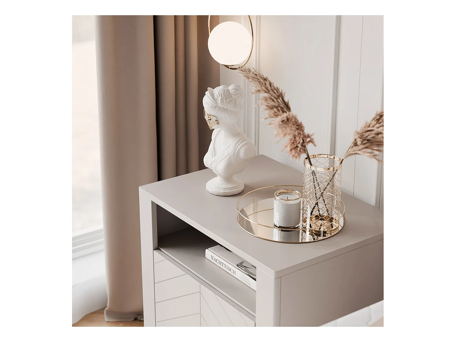 Table de chevet avec 1 porte - Cachemire - LORIEN