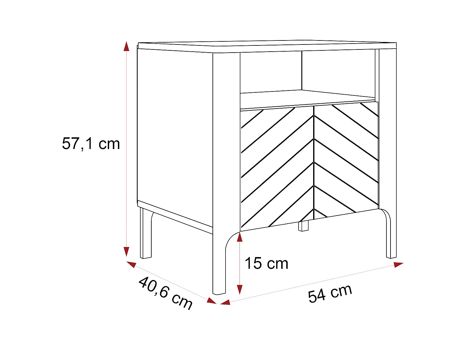 Table de chevet avec 1 porte - Cachemire - LORIEN