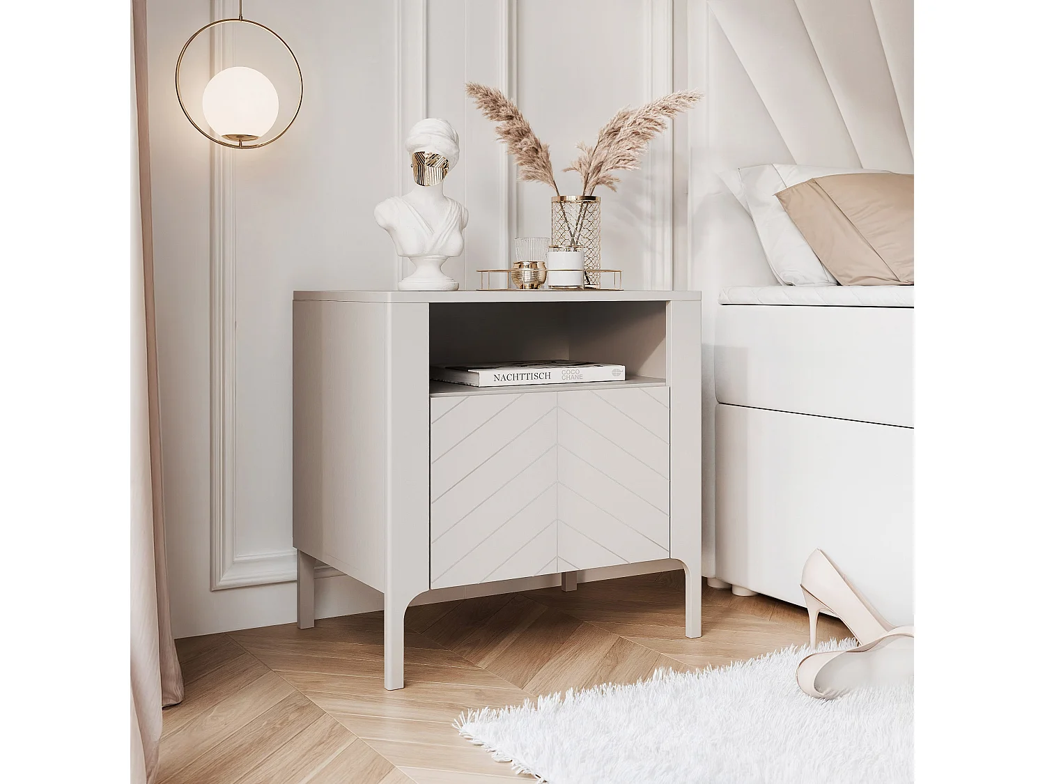 Table de chevet avec 1 porte - Cachemire - LORIEN