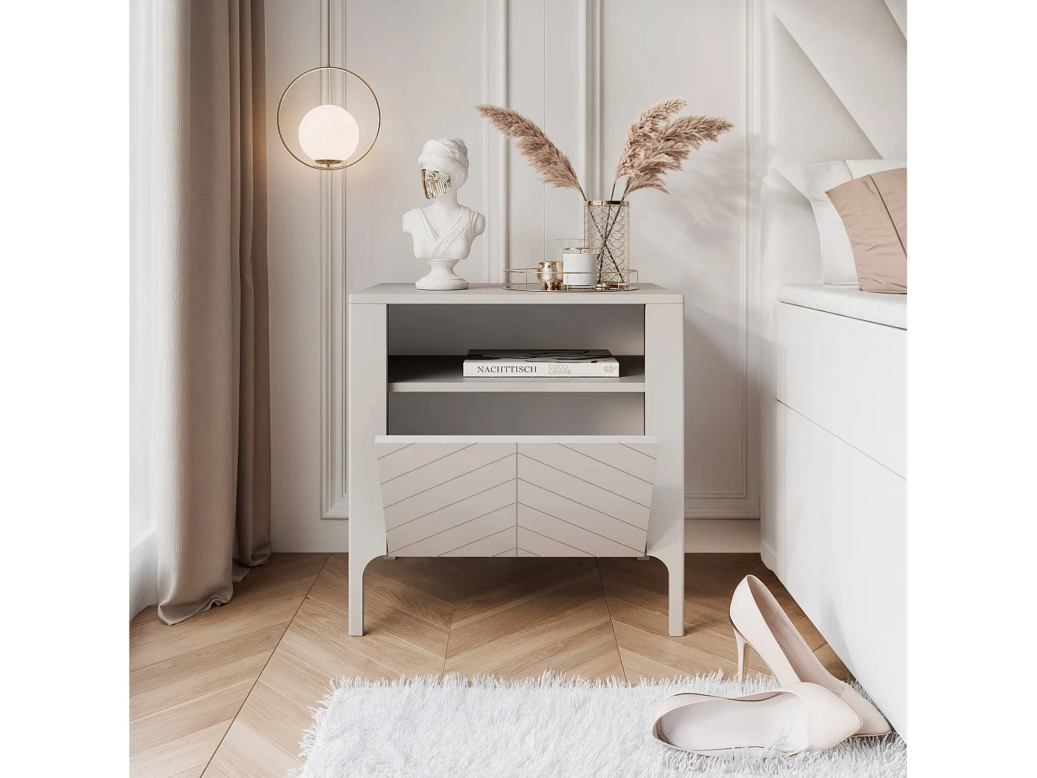 Table de chevet avec 1 porte - Cachemire - LORIEN