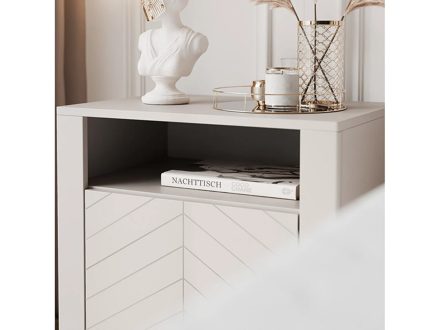 Table de chevet avec 1 porte - Cachemire - LORIEN