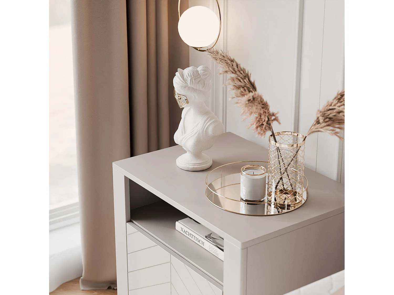 Table de chevet avec 1 porte - Cachemire - LORIEN