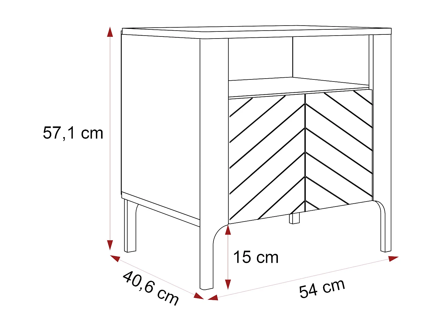 Table de chevet avec 1 porte - Cachemire - LORIEN
