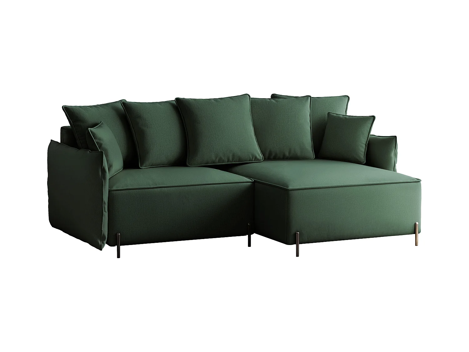 Canapé d'angle droit convertible, vert