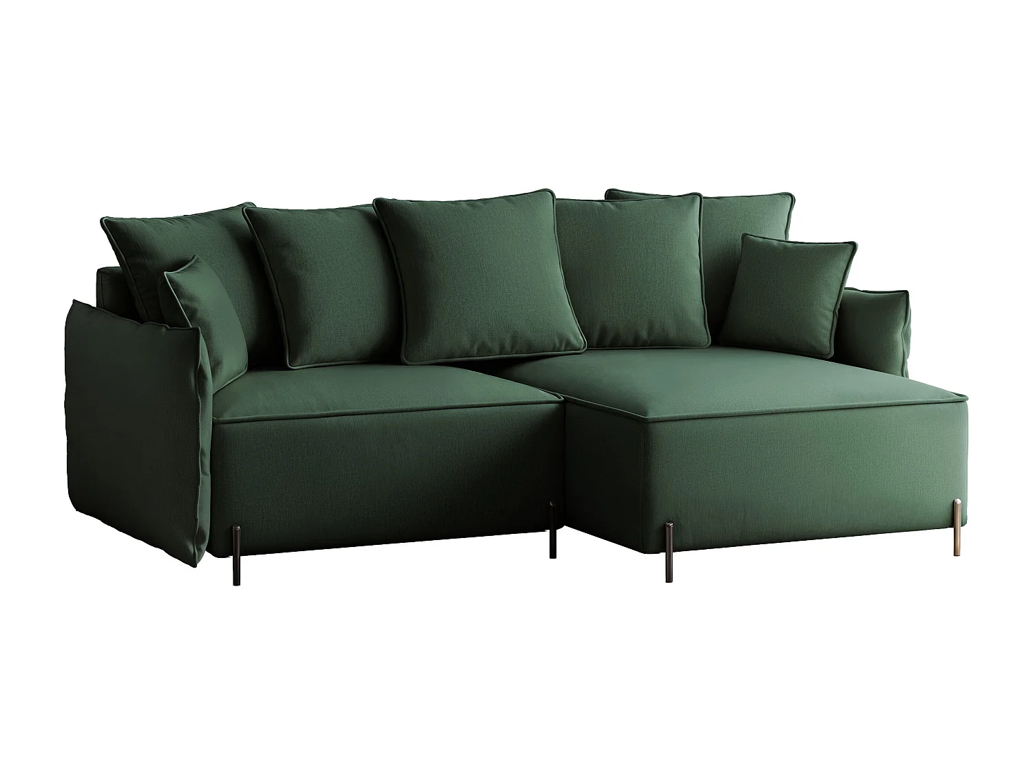 Canapé d'angle droit convertible, vert