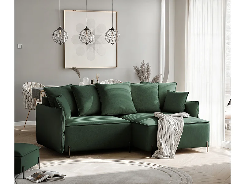 Canapé d'angle droit convertible, vert