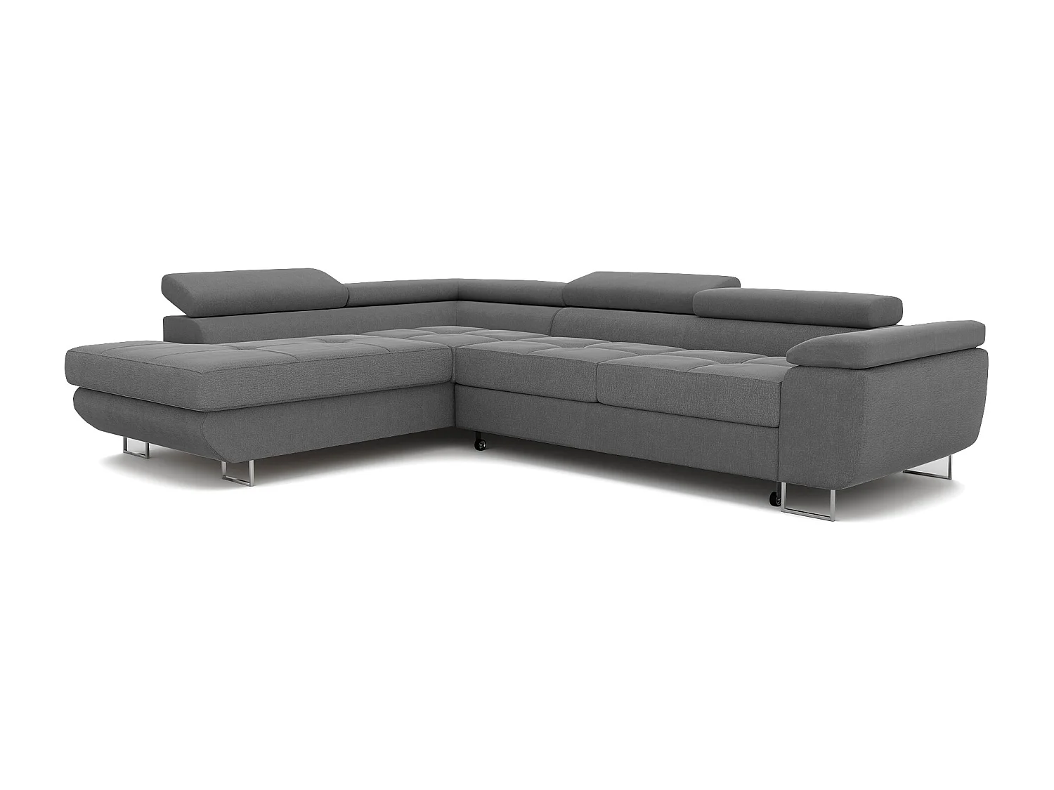 Canapé d'angle gauche convertible en tissu gris