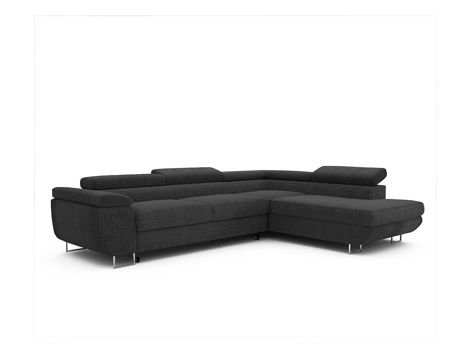 Canapé d'angle droit convertible en tissu noir
