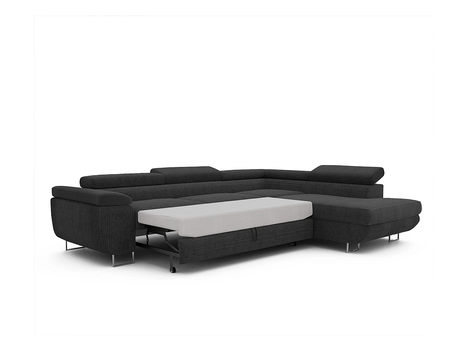 Canapé d'angle droit convertible en tissu noir
