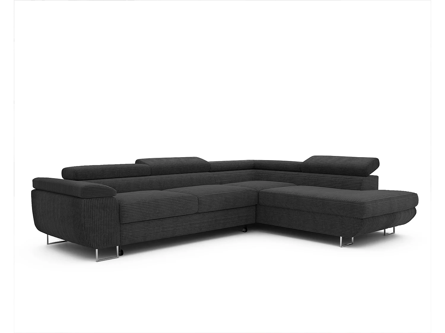 Canapé d'angle droit convertible en tissu noir