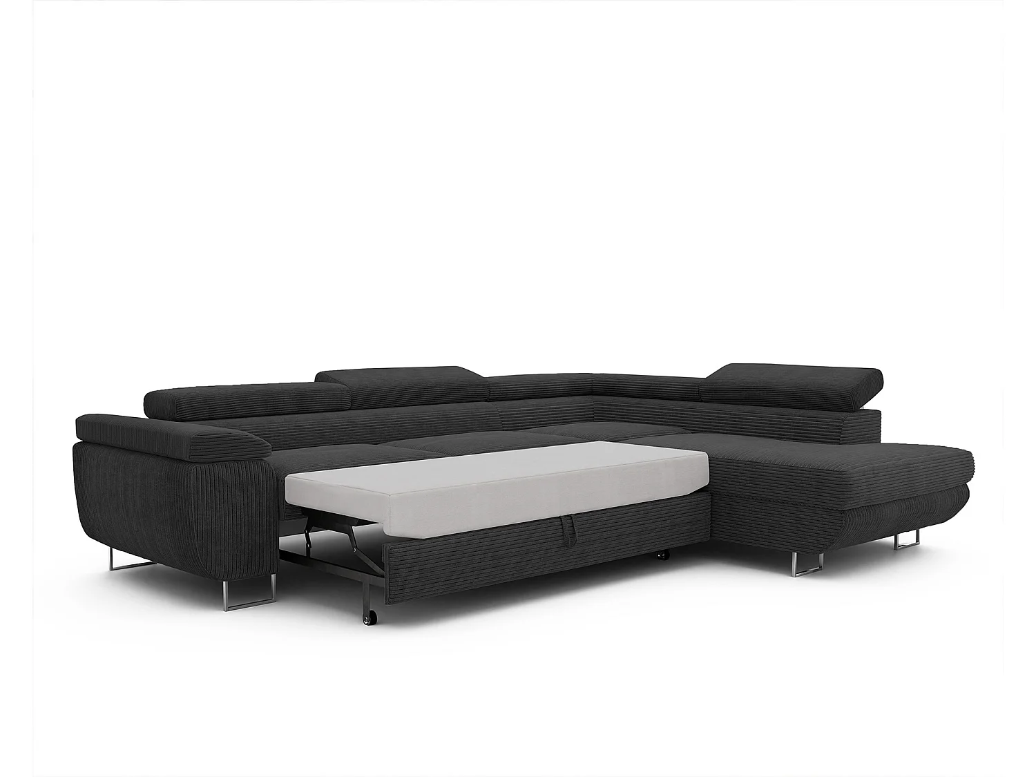 Canapé d'angle droit convertible en tissu noir