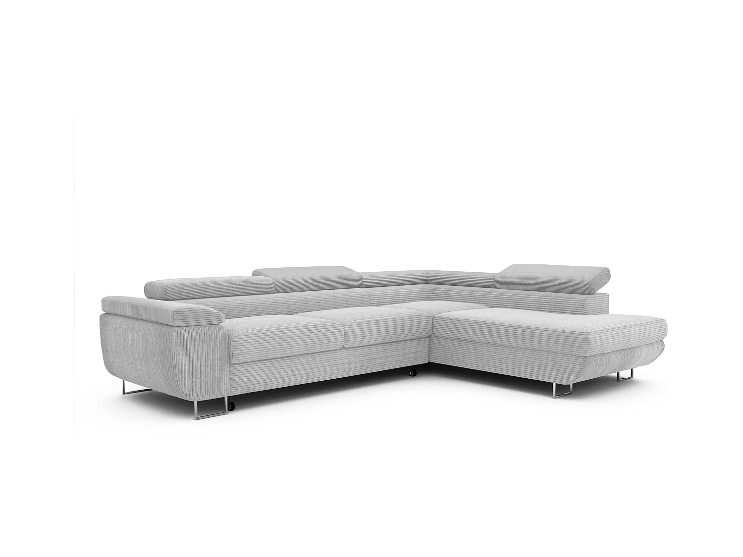 Canapé d'angle droit convertible en tissu gris clair