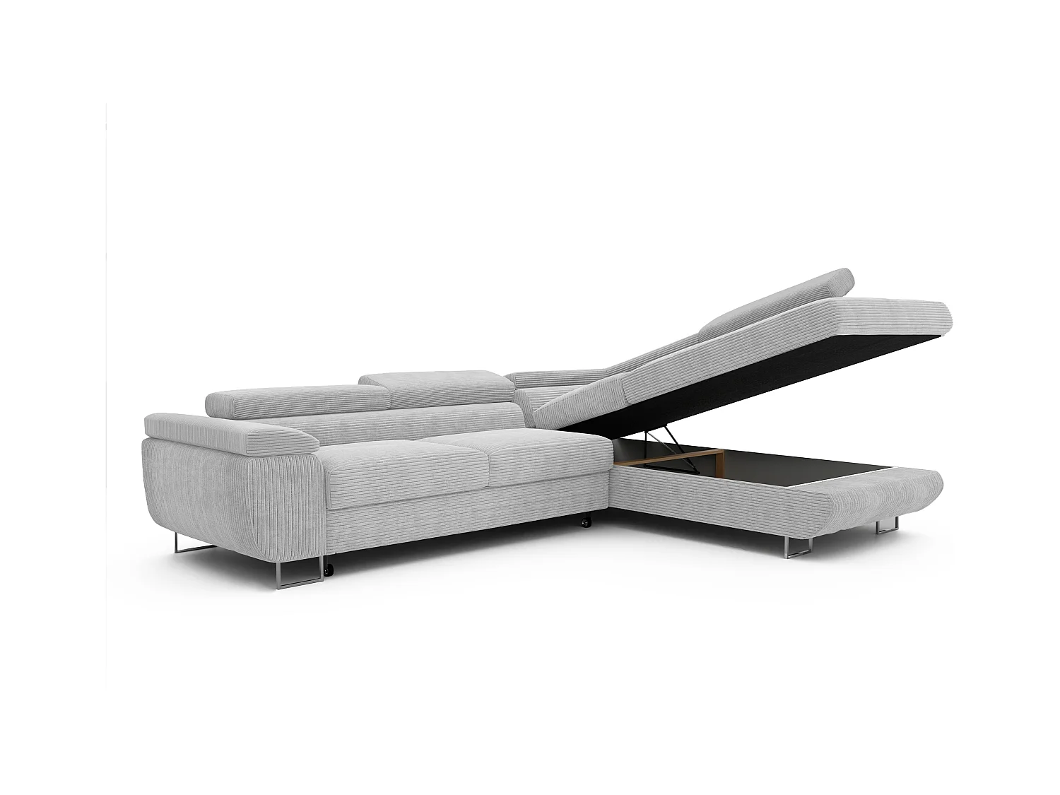 Canapé d'angle droit convertible en tissu gris clair