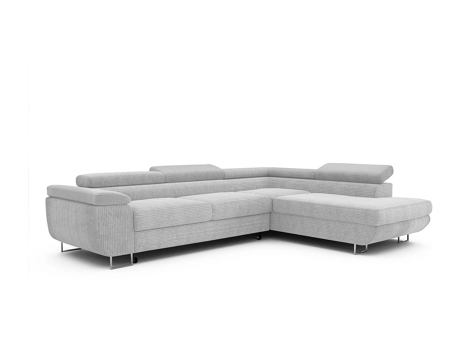 Canapé d'angle droit convertible en tissu gris clair