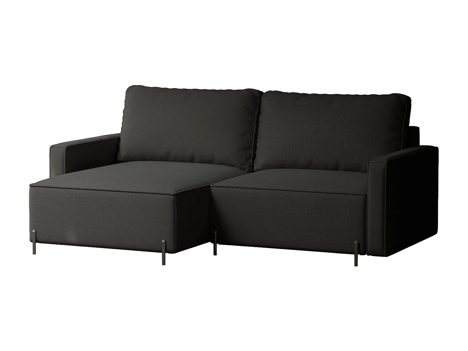 Canapé d'angle gauche convertible, noir