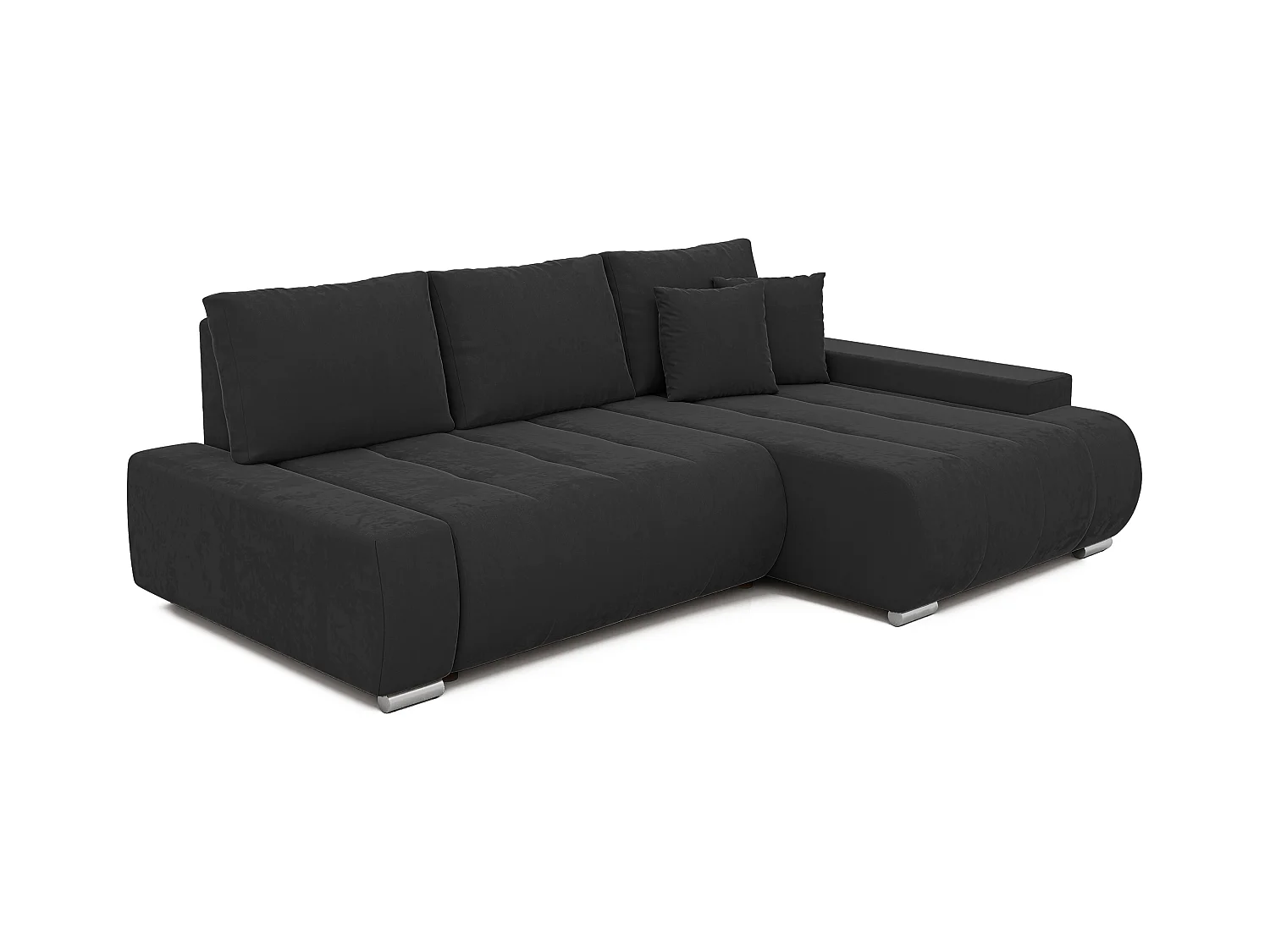 Canapé d'angle droit convertible en velours, gris anthracite