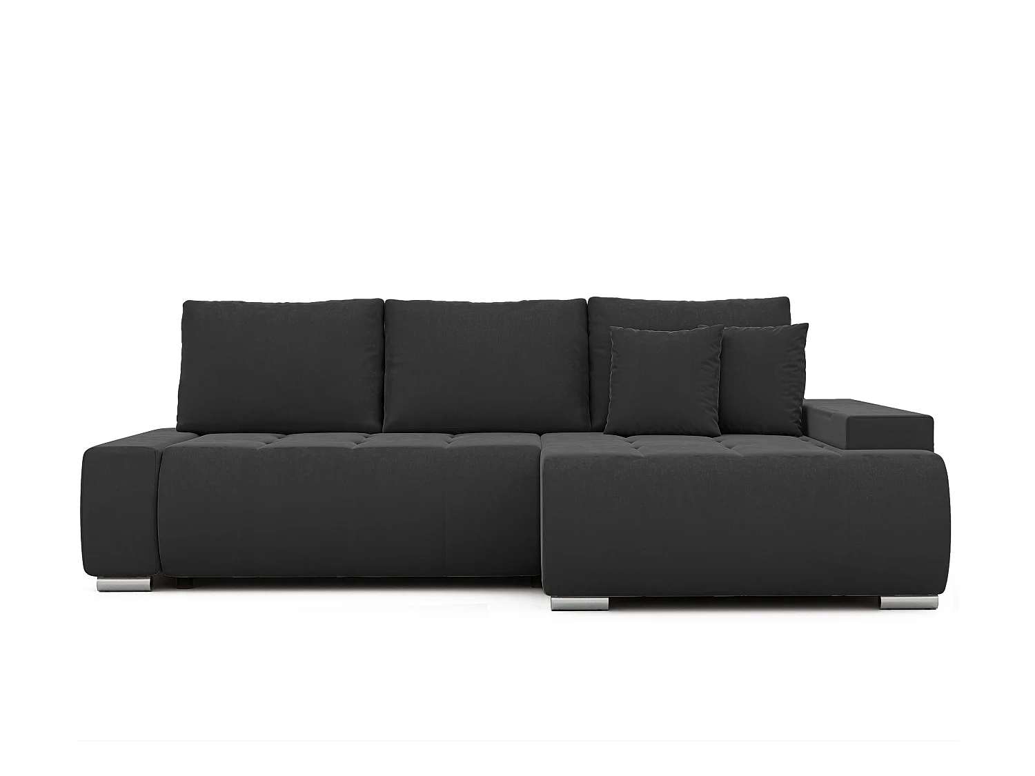 Canapé d'angle droit convertible en velours, gris anthracite