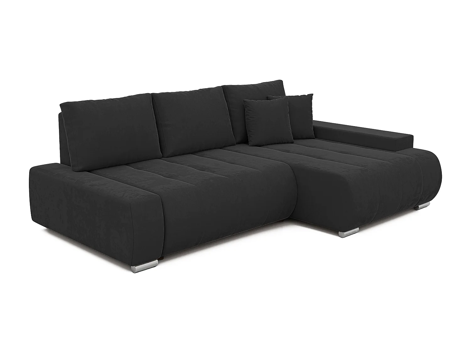 Canapé d'angle droit convertible en velours, gris anthracite