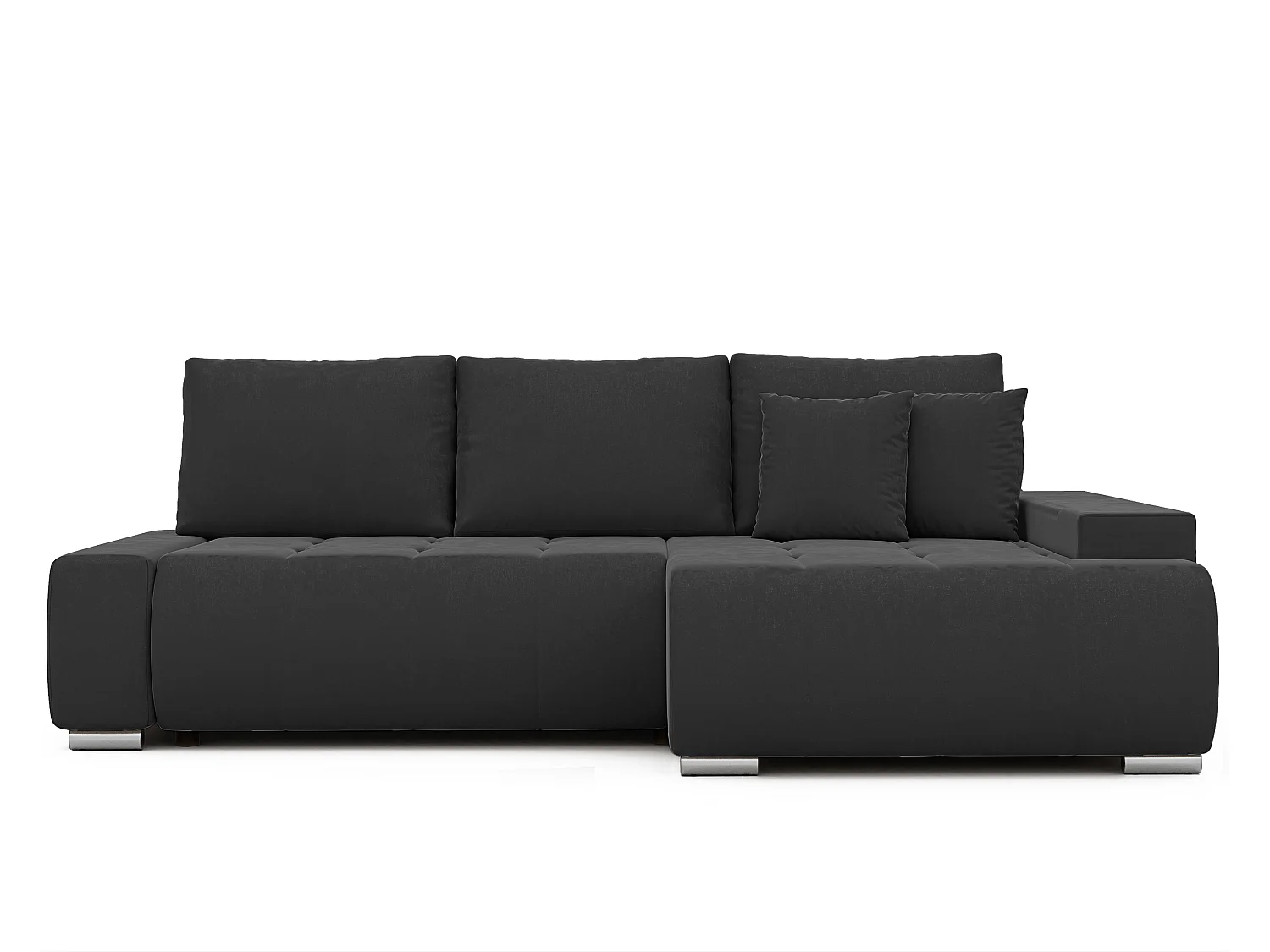 Canapé d'angle droit convertible en velours, gris anthracite