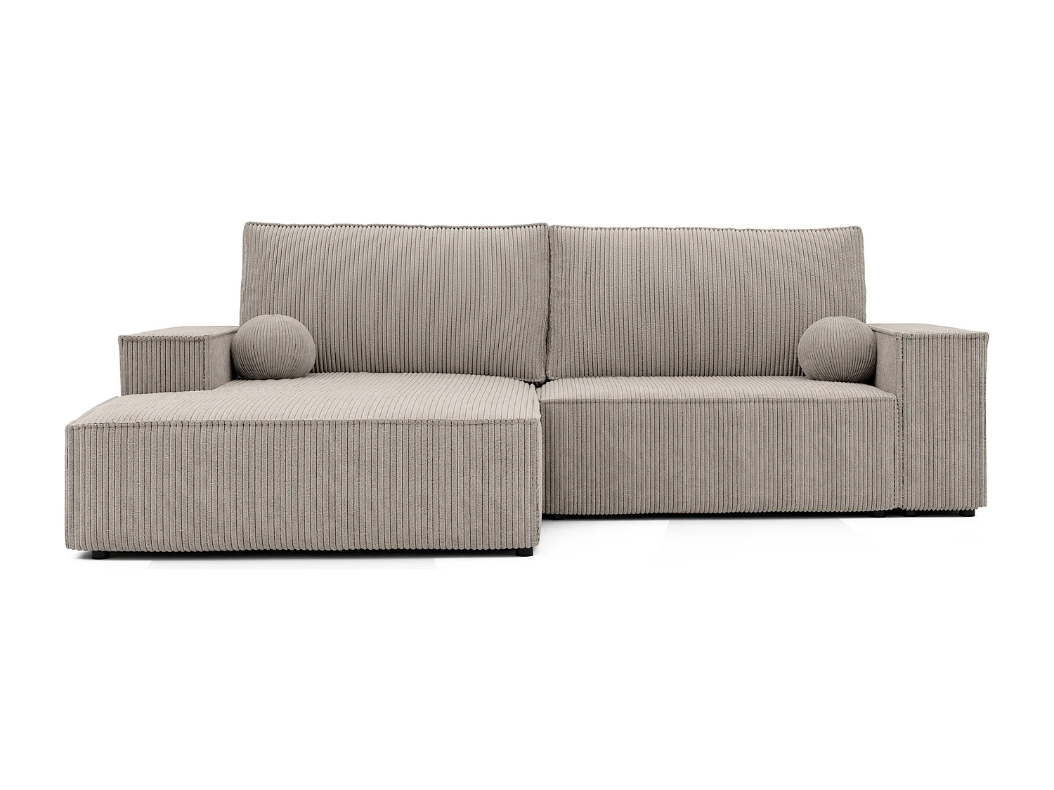 Canapé d'angle droit convertible en velours côtelé, cappuccino